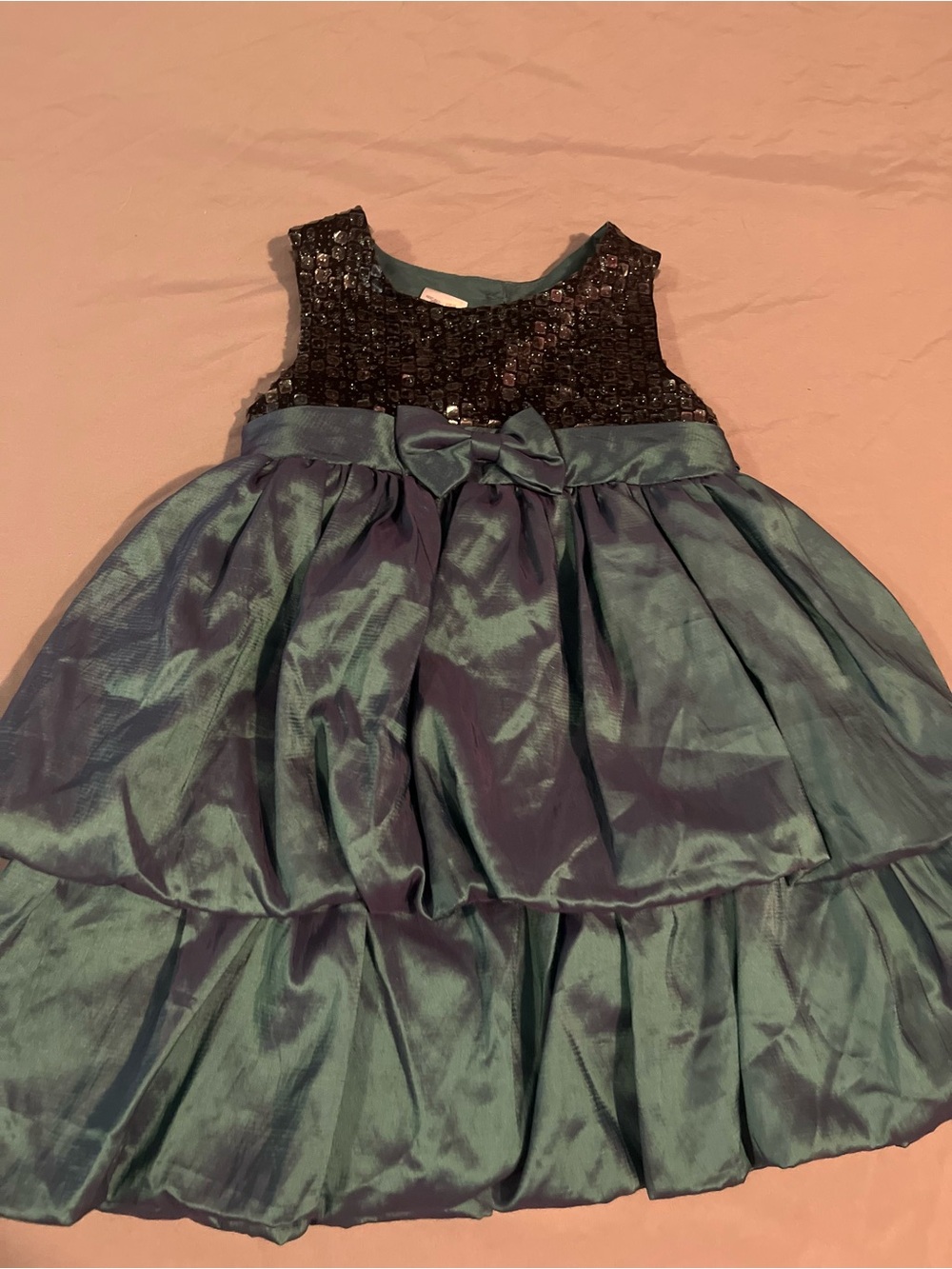 Size 2T Pippa & Julie Toddler Baby Girl Teal Party/Formal Dress with Bow